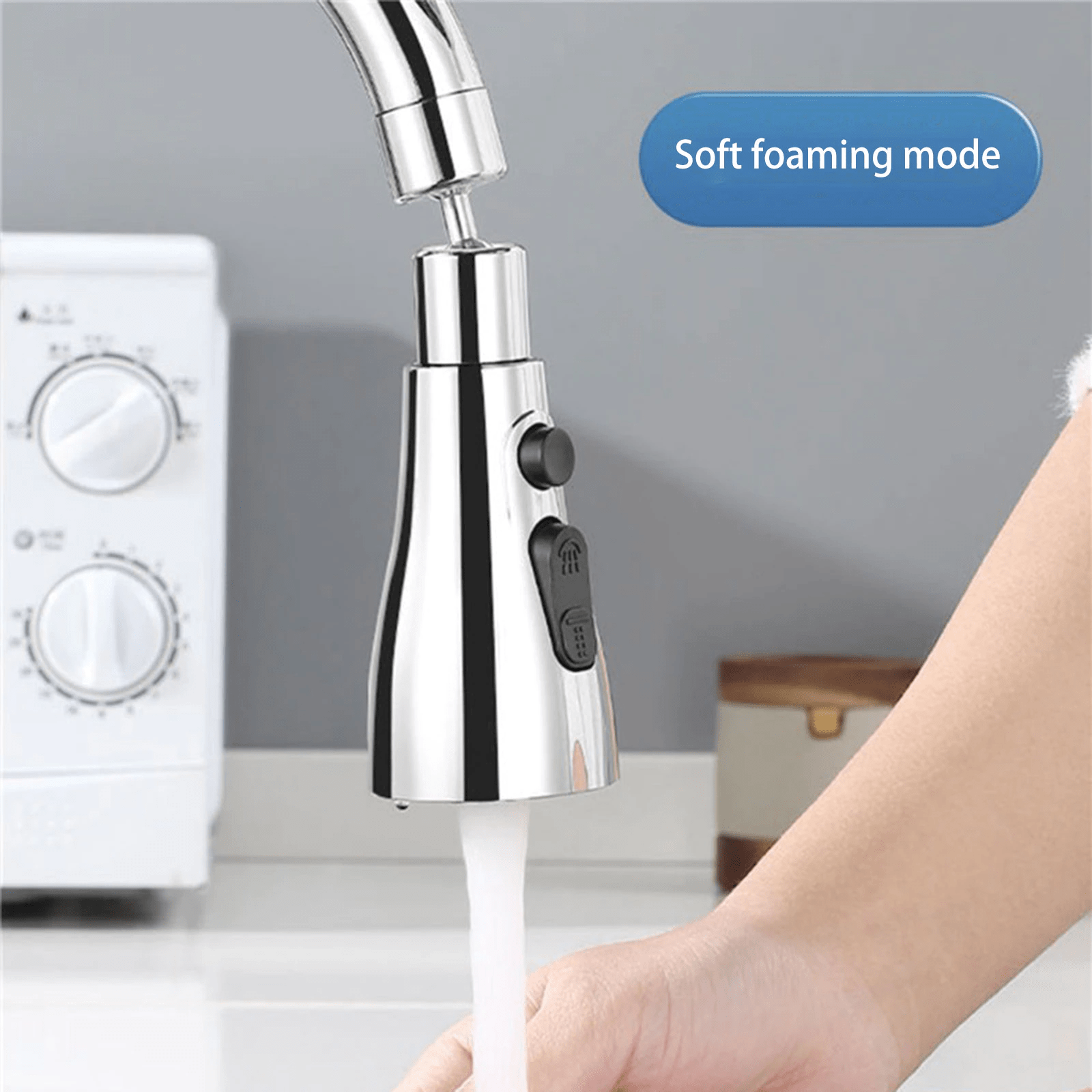 Kitchen Accessories Sink Tap Water Aerator Faucet Tap Purifier  - 3 Modes Water Faucet Sprayer - Faucets - Chrome - Faucet Sprayer 3 Modes Water Sprayer