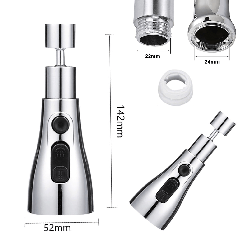 Kitchen Accessories Sink Tap Water Aerator Faucet Tap Purifier  - 3 Modes Water Faucet Sprayer - Faucets - Chrome - Faucet Sprayer 3 Modes Water Sprayer