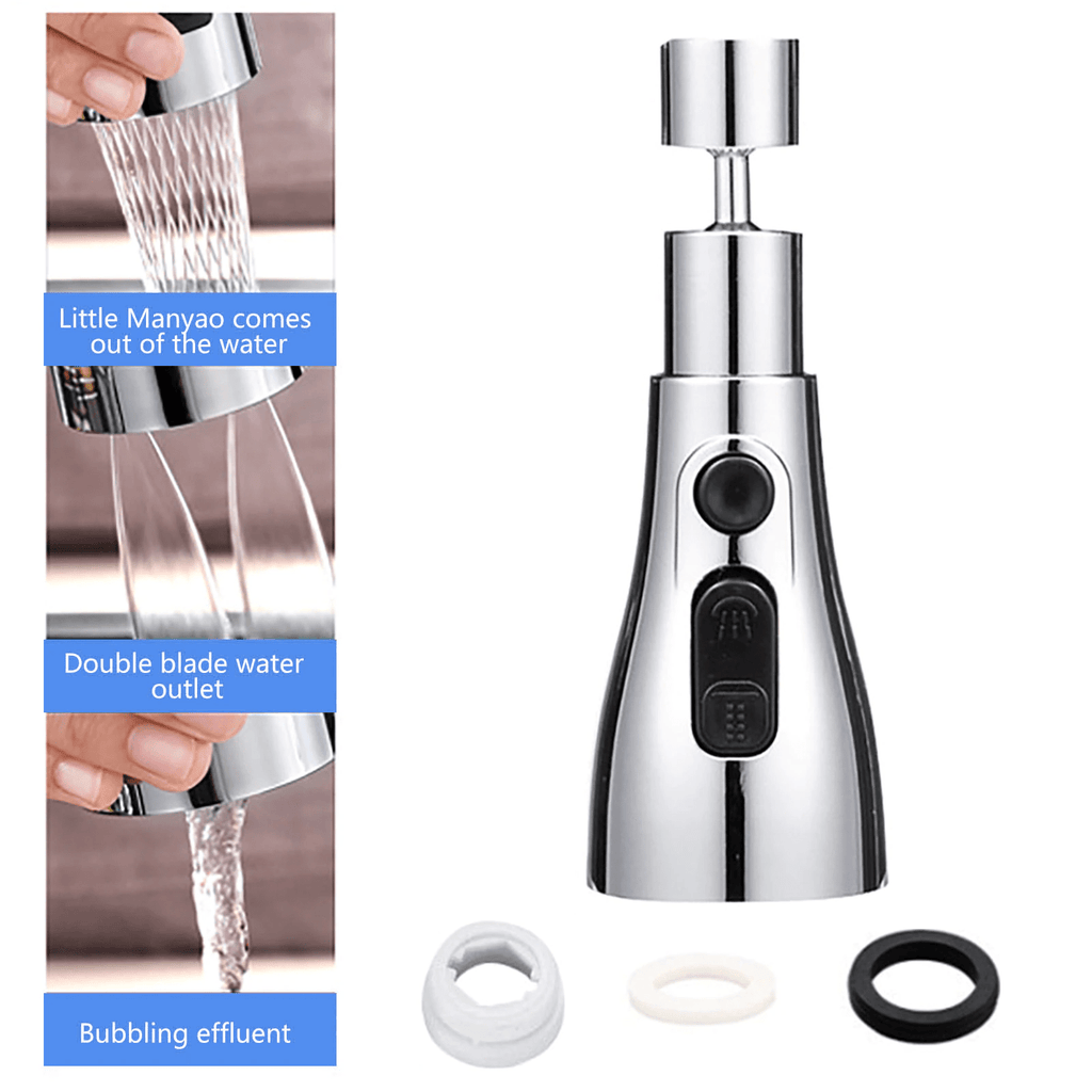 Kitchen Accessories Sink Tap Water Aerator Faucet Tap Purifier  - 3 Modes Water Faucet Sprayer - Faucets - Chrome - Faucet Sprayer 3 Modes Water Sprayer