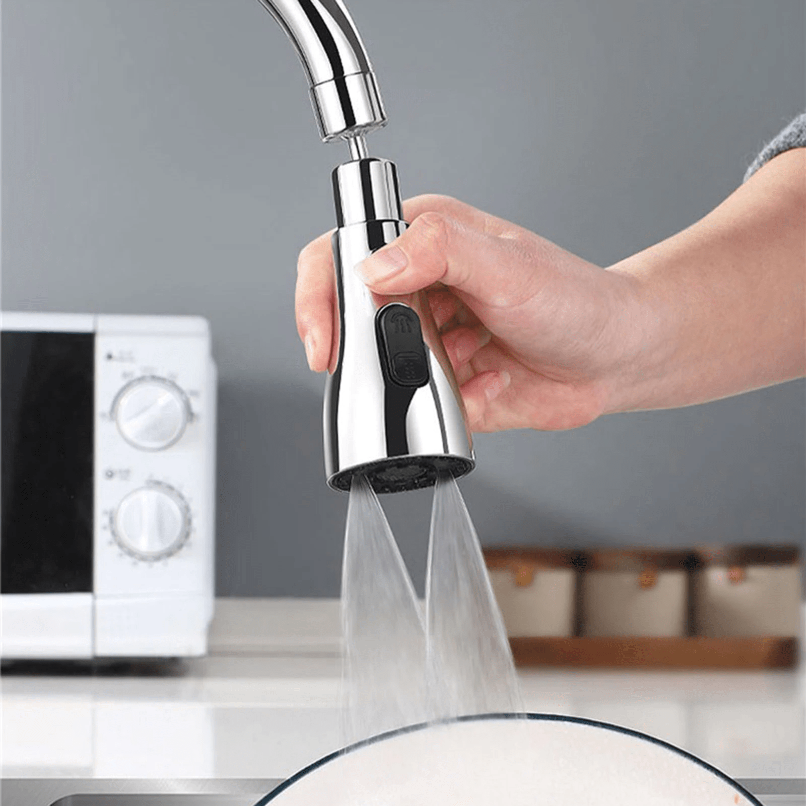 Kitchen Accessories Sink Tap Water Aerator Faucet Tap Purifier  - 3 Modes Water Faucet Sprayer - Faucets - Chrome - Faucet Sprayer 3 Modes Water Sprayer