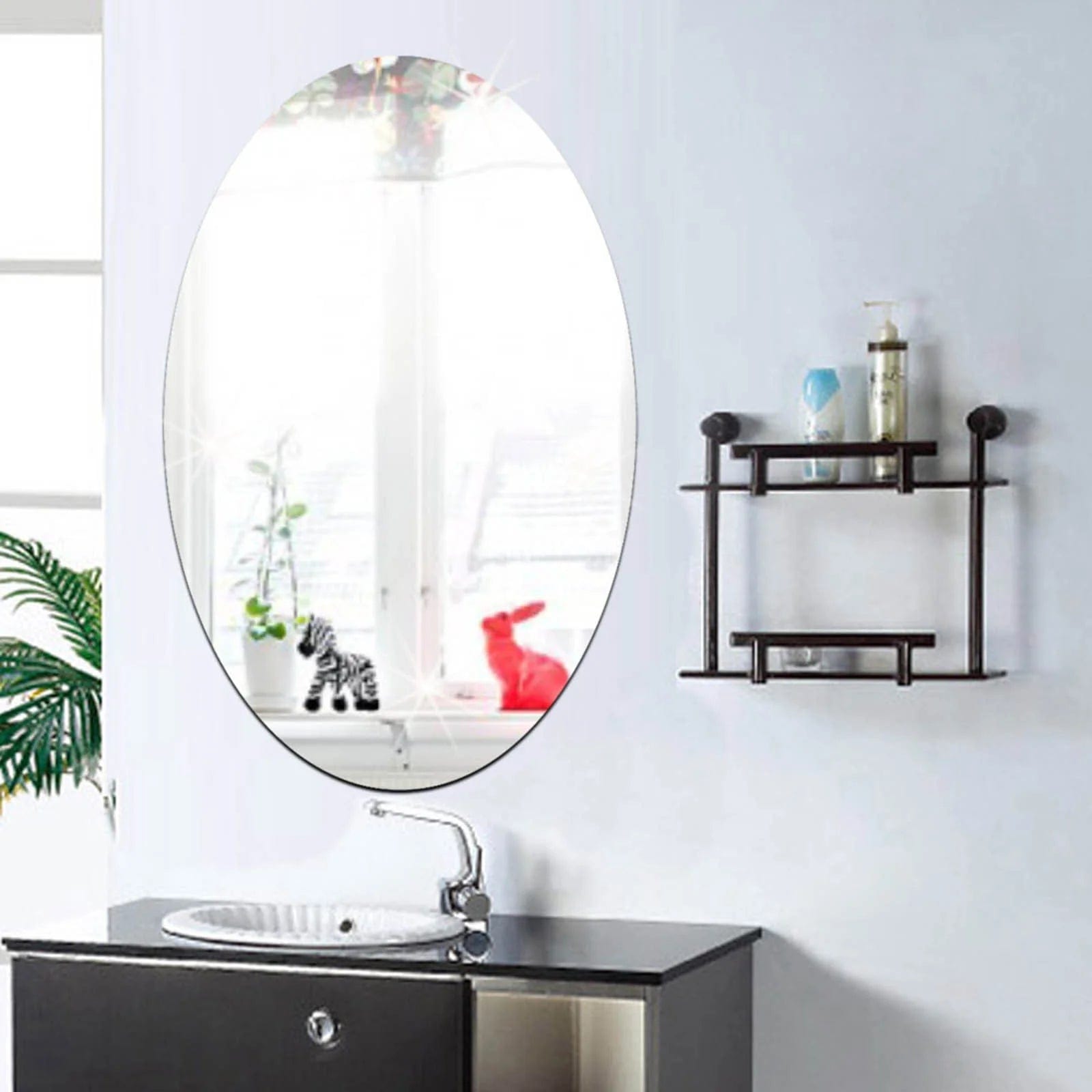 Mirrorzy™️(Pack of 2) | Wall Mirror Sticker For Bedroom Bathroom Living Room Acrylic Mirror  Mirrorzy™️ Unbreakable Mirror Sticker (Large 30x20 cms) (Pack of 2) Zaavio®