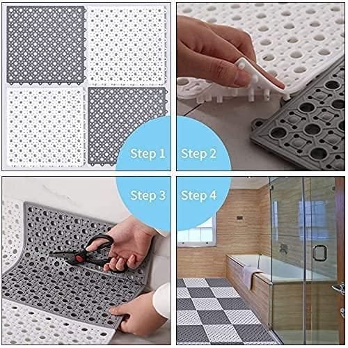 Plastic Bath Mat with Drain Holes and Drainage Pack of 6 Zaavio®