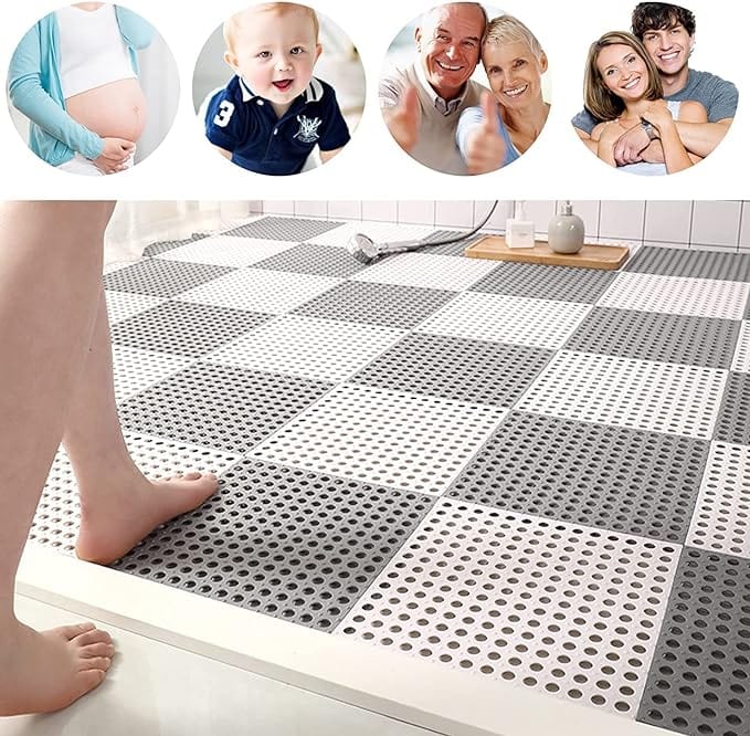 Plastic Bath Mat with Drain Holes and Drainage Pack of 6 Zaavio®