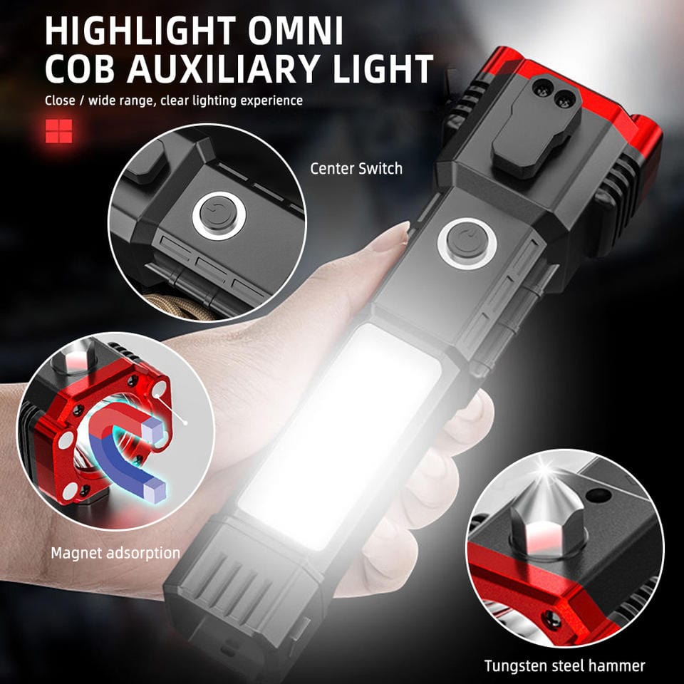 Premium Emergency LED Flashlights With Power Bank And Safety Hammer Scrollstreet