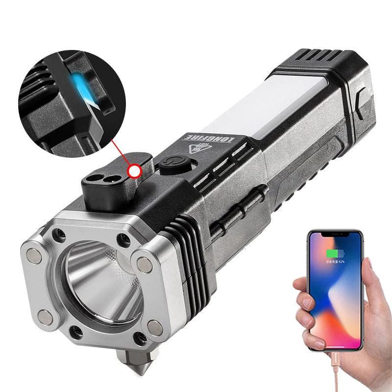 Premium Emergency LED Flashlights With Power Bank And Safety Hammer Scrollstreet