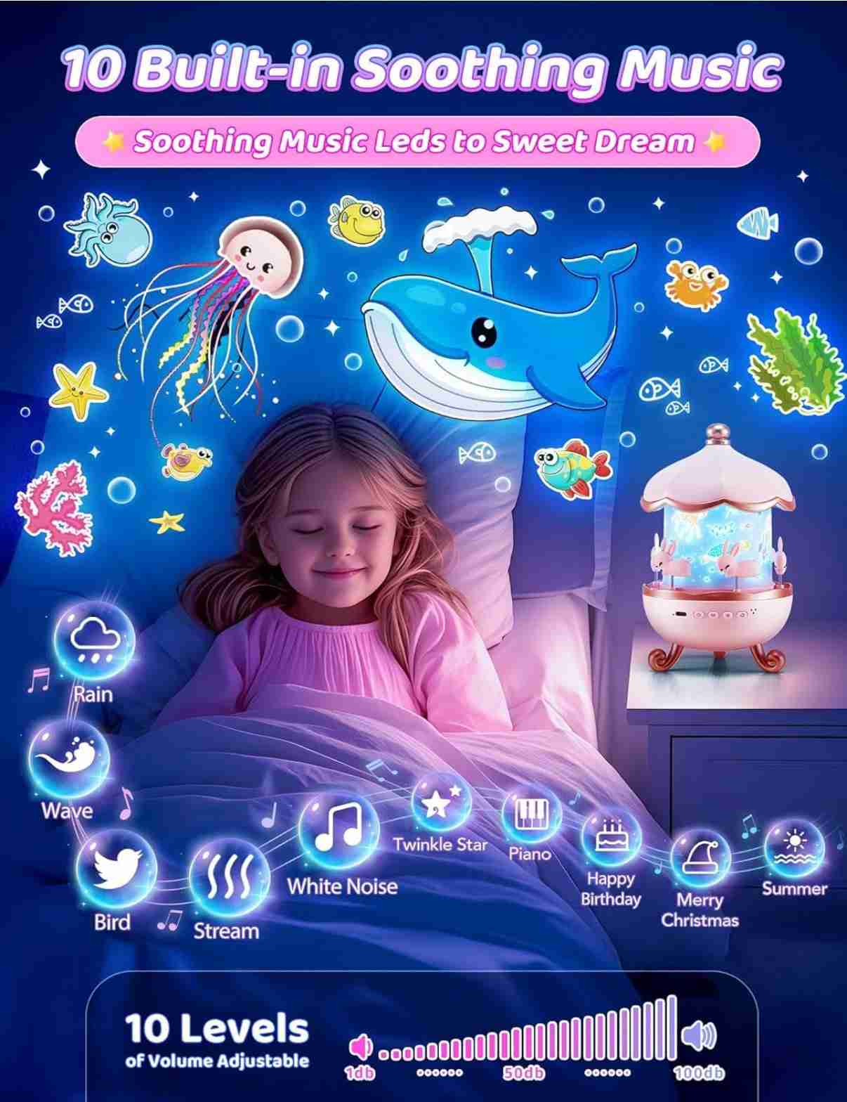 Projection Night Light | Light Lamp Projection Aura Night Light Star Projector Room Lamp - Projection Night Light 3-in-1 Celestial Dream Projection Lamp