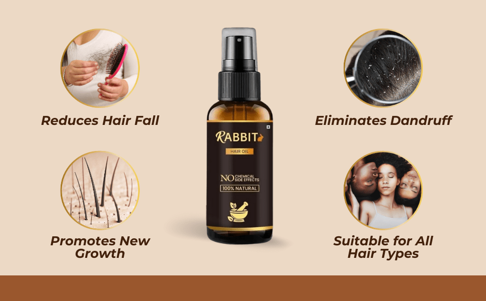 Rabbit Magic Herbal Hair Oil | Hair Oil Ayurvedic Oil For Hair Growth Hair Fall Control Oil Rabbit Magic Herbal Hair Oil Zaavio®