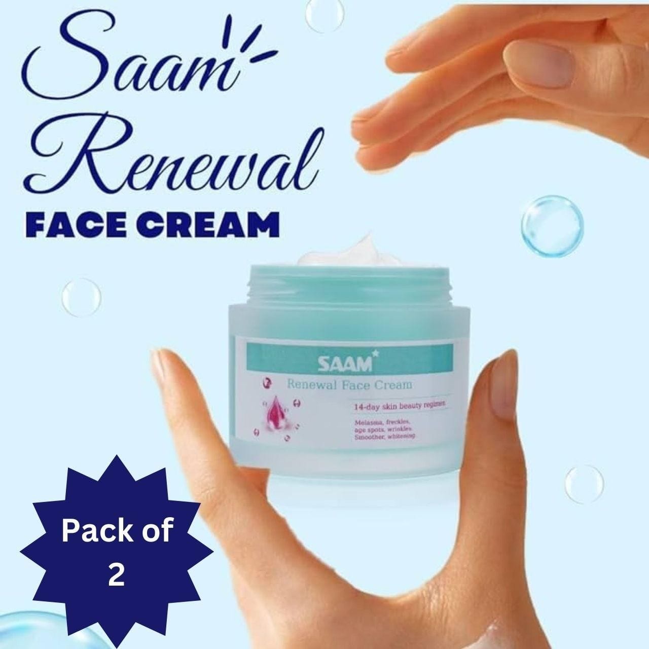 Saam renewal face cream, remove wrinkles, melasma, freckles, skin aging, dark skin (Pack Of 2) Zaavio®