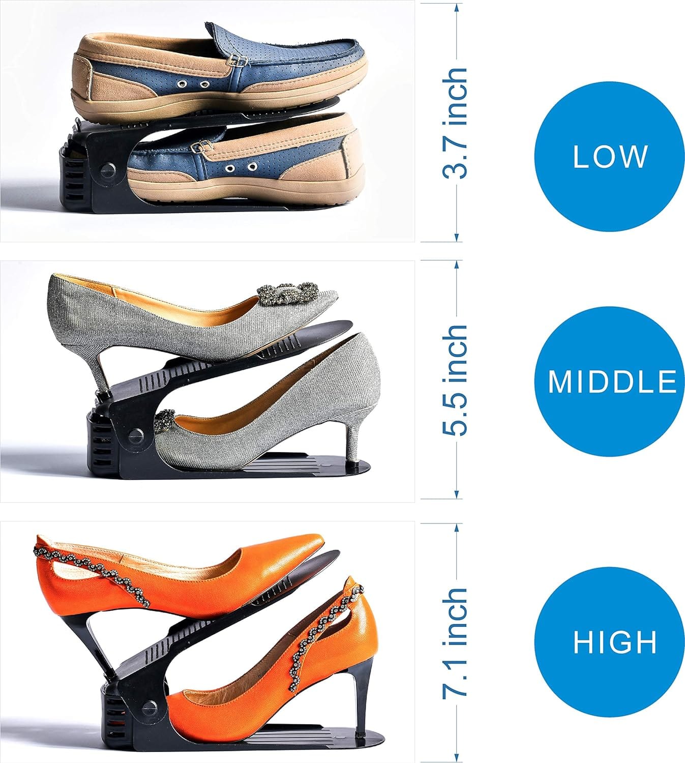 Shoe Organizer - The Adjustable Shoe Rack Space Saver (Black Only) Shoppymize