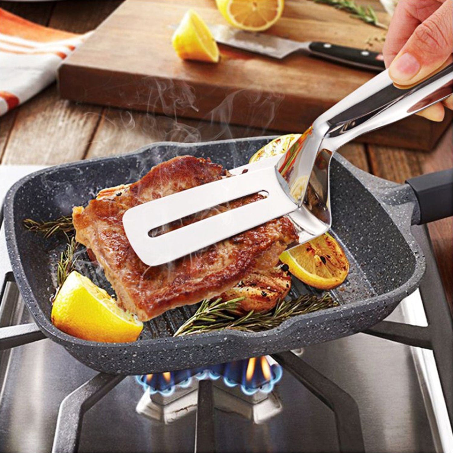 Stainless Steel Food Tongs Barbeque Clamps Kitchen Clamps - Snapzer™️ Stainless Steel Barbecue Clamp Zaavio®️