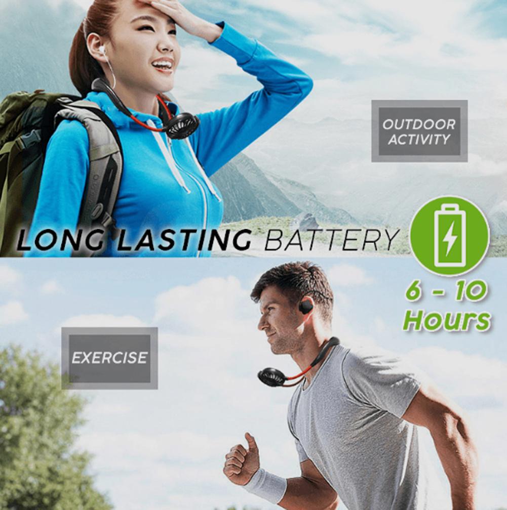 USB Neck Mini Fan Personal Rechargeable Portable Small For Travel  - Neck Fan - neck fan - Black - Neck Fan