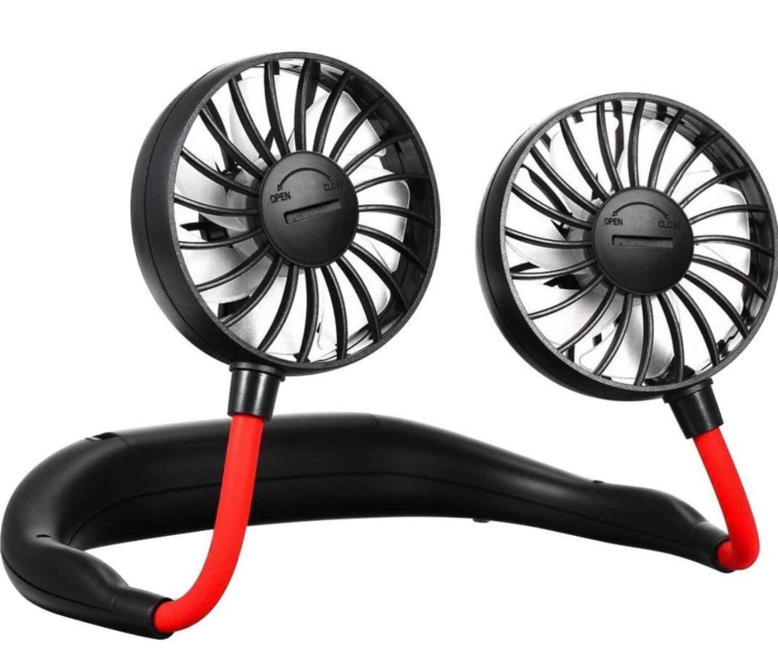 USB Neck Mini Fan Personal Rechargeable Portable Small For Travel  - Neck Fan - neck fan - Black - Neck Fan