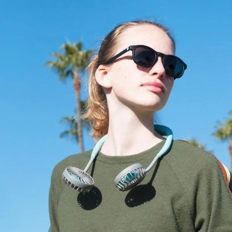 USB Neck Mini Fan Personal Rechargeable Portable Small For Travel  - Neck Fan - neck fan - Black - Neck Fan