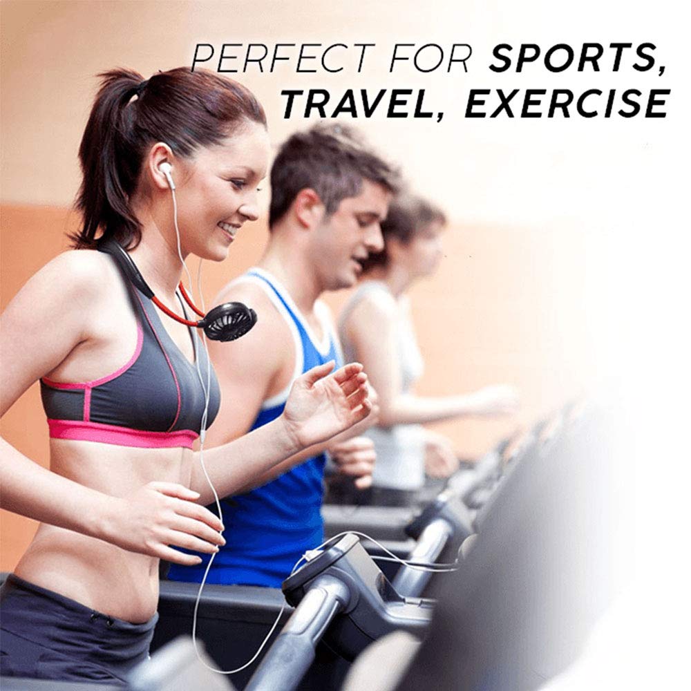 USB Neck Mini Fan Personal Rechargeable Portable Small For Travel  - Neck Fan - neck fan - Black - Neck Fan