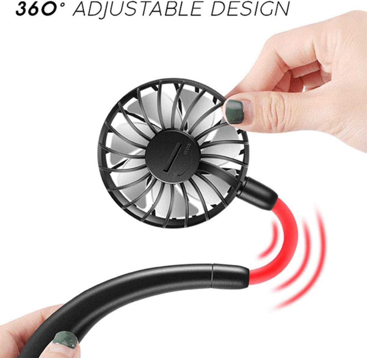 USB Neck Mini Fan Personal Rechargeable Portable Small For Travel  - Neck Fan - neck fan - Black - Neck Fan