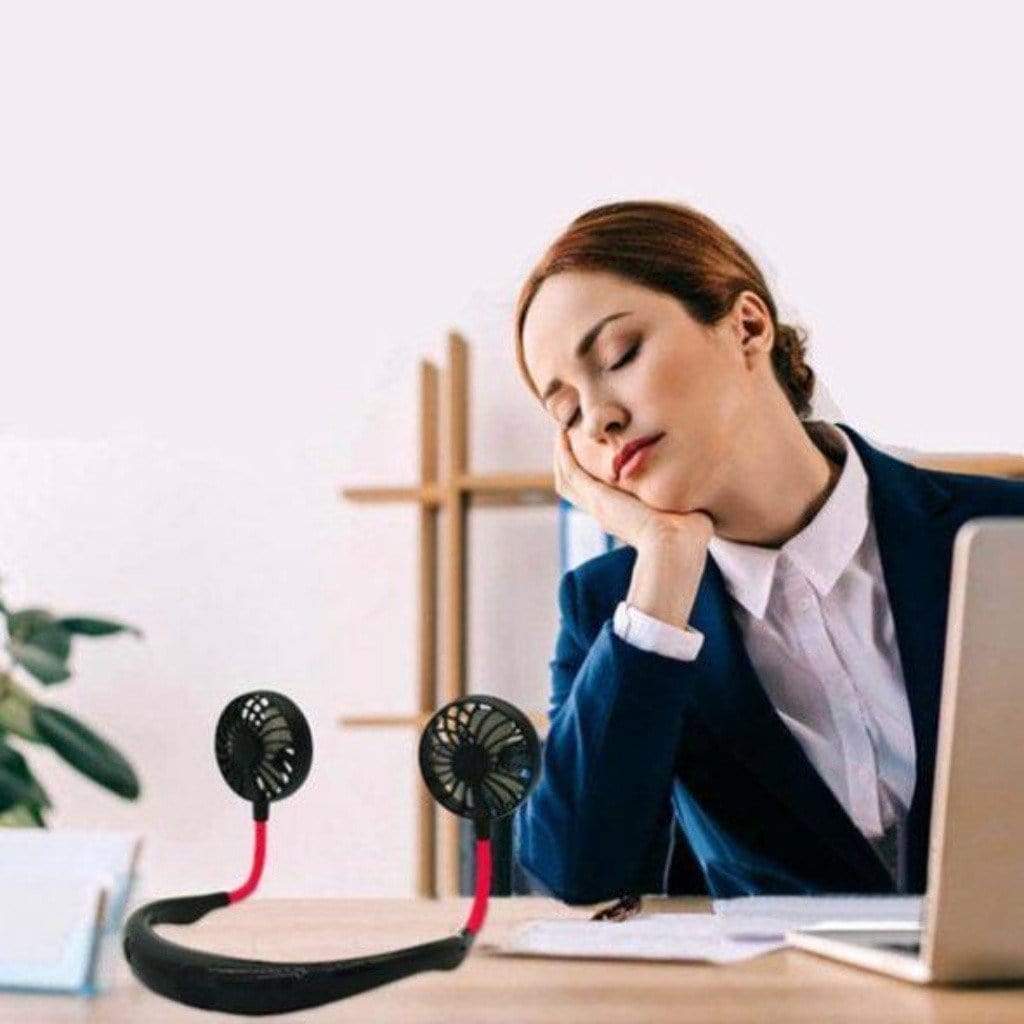 USB Neck Mini Fan Personal Rechargeable Portable Small For Travel  - Neck Fan - neck fan - Black - Neck Fan