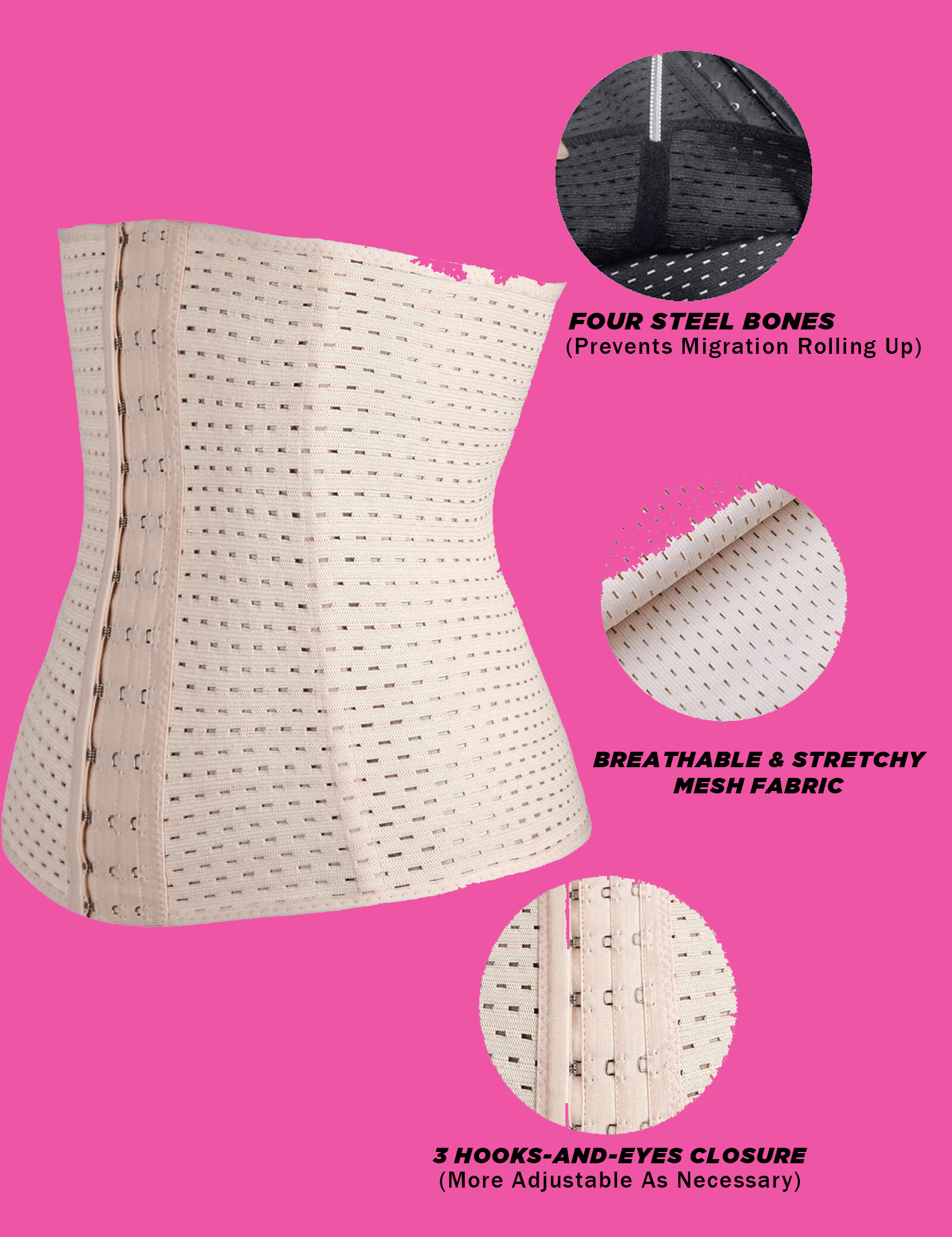 Evolve Waist Trainer: the shaping corset you didn't know you needed! 🔥 ☑️  4 compression hooks ☑️ 29 corset bones ☑️ Tou