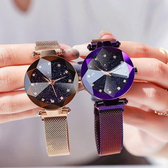 Diamond Cosmos Ladies Watch Stylish Watch for Girls Luxury Watches - Lumixos™ Analog watch Lumixos™ - Pack of 2 (Gold + Purple) Zaavio®