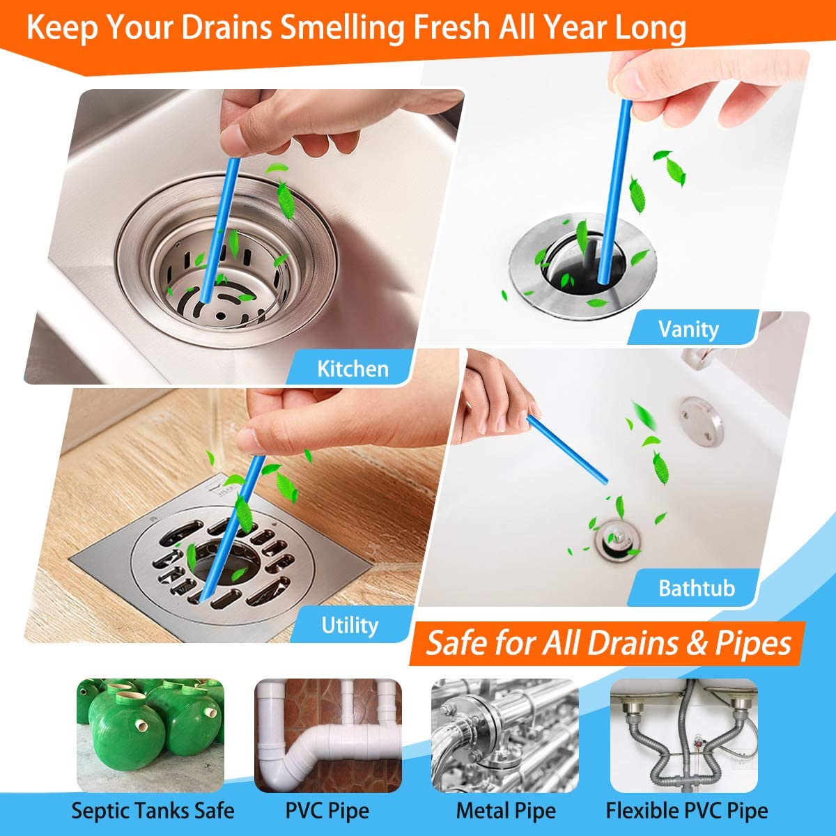 Dry Cleaning Kits Drain Cleaner Stick - Pack Of 3(36 Pcs) Zaavio®