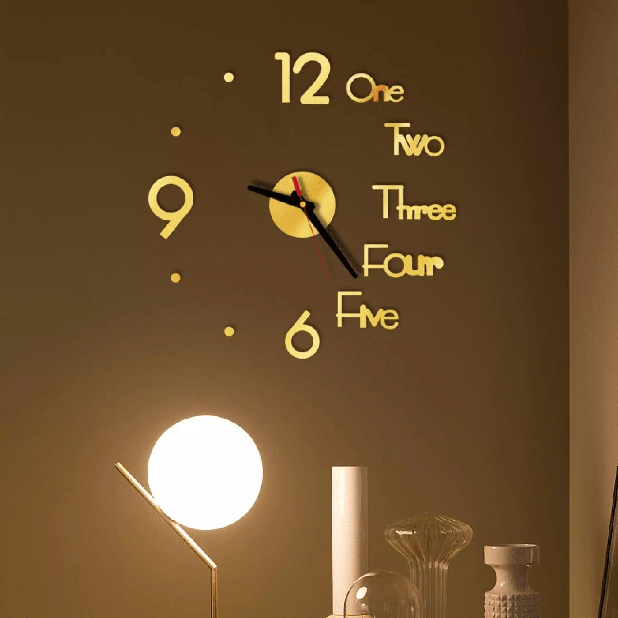 Gold 3D Wall Clock Zaavio®