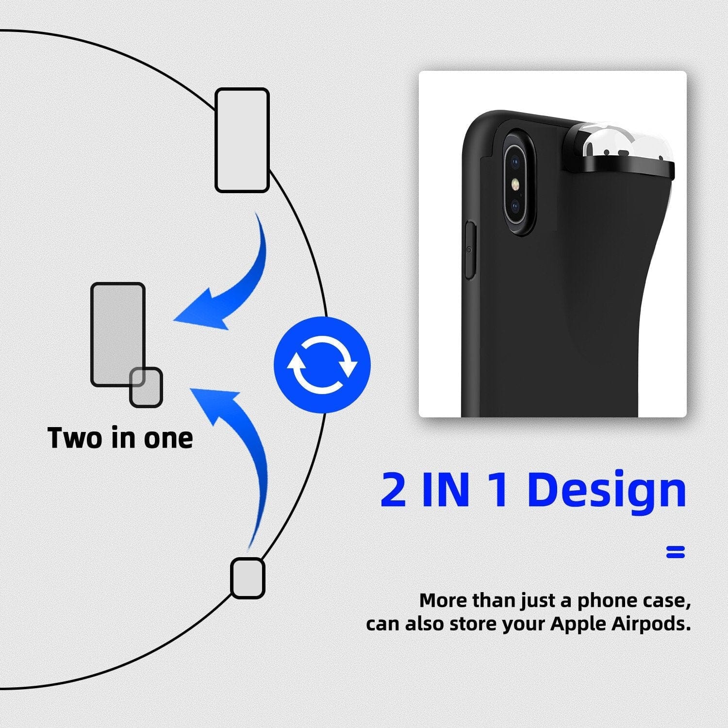 Iphone case with airpods outlet holder