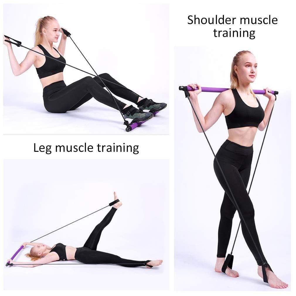 Portable Pilates Bar Kit with Resistance Bands, Home Gym Exercise
