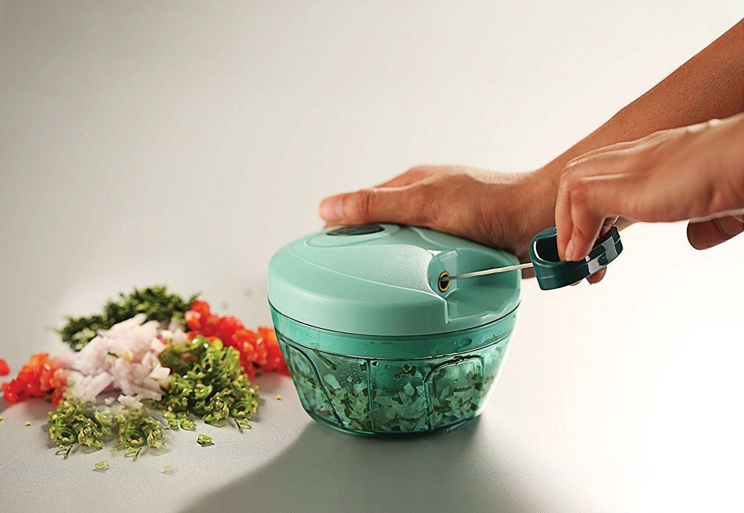 Pull Vegetable Cutter Chopper Onion Potato Food Manual Chopper  - Spinza™ Manual Meat Grinders Mint Green Spinza™ Zaavio®