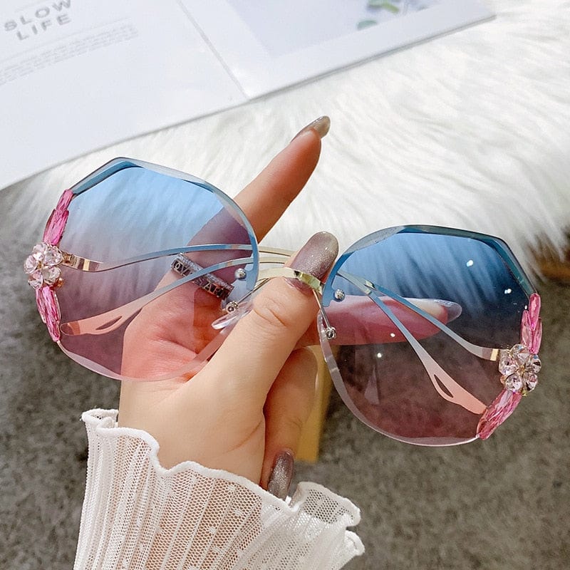 Blue Lens Sunglasses Stylish New Pink Style Sunglasses Metal Frame