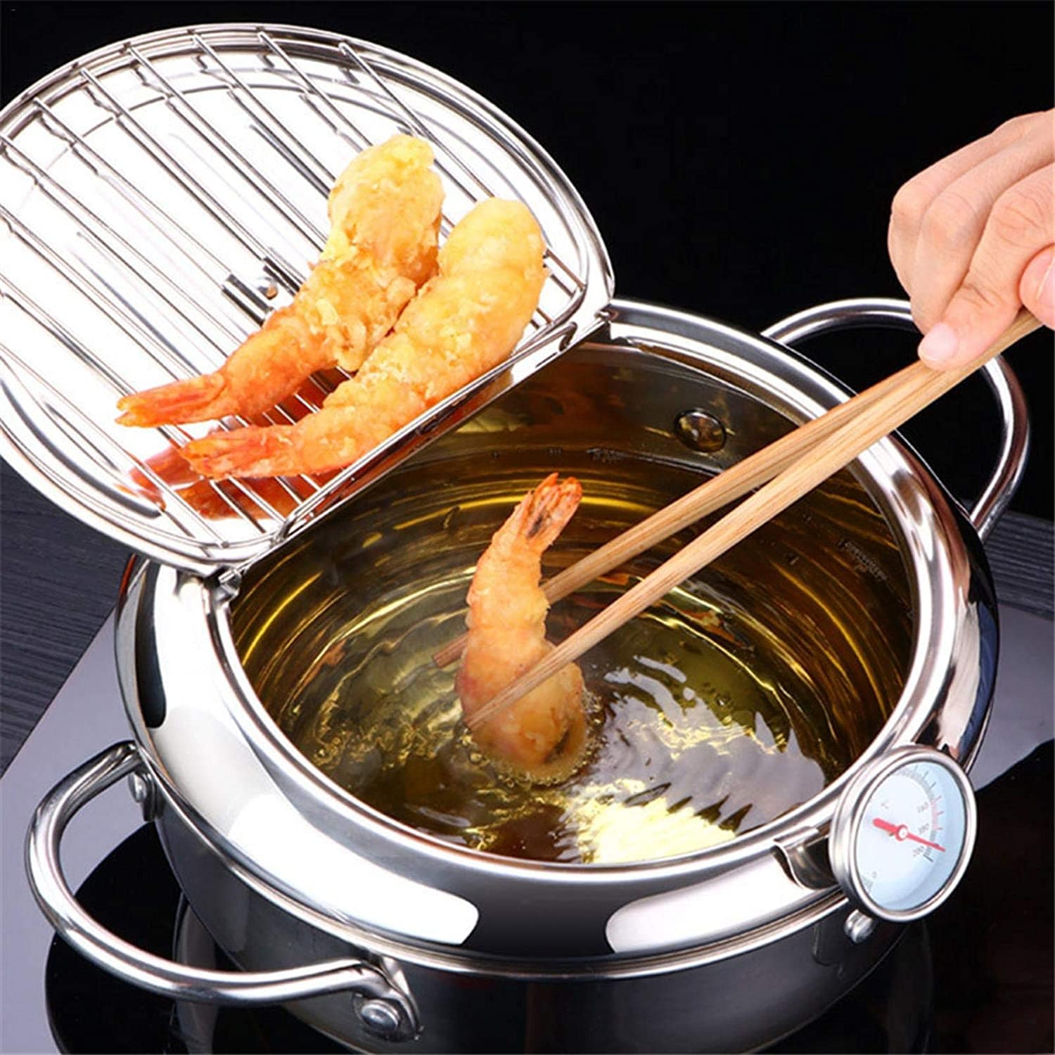 Stainless Steel Deep Frying Pot Cooking Strainer  - Crispryt™ Crispryt™ Zaavio®