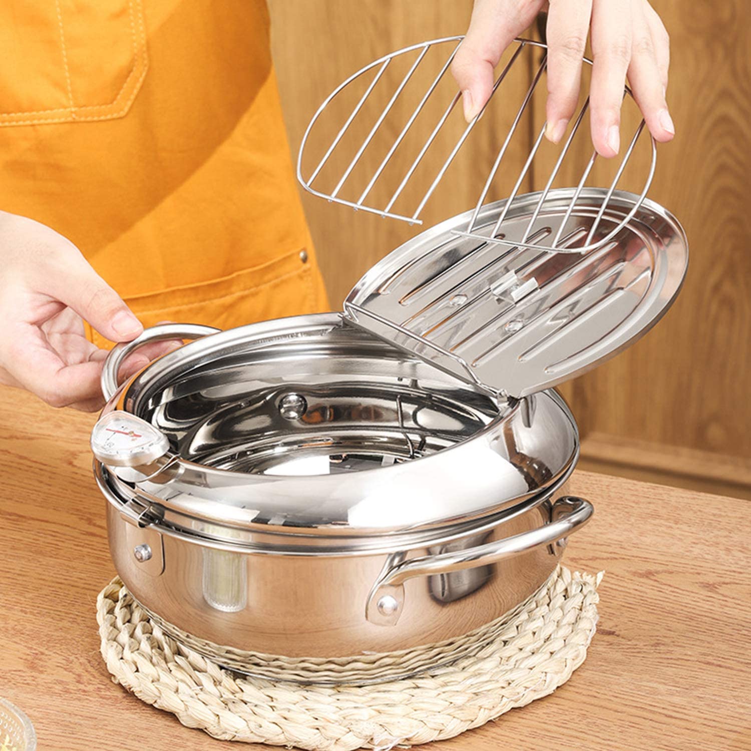 Stainless Steel Deep Frying Pot Cooking Strainer  - Crispryt™ Crispryt™ Zaavio®