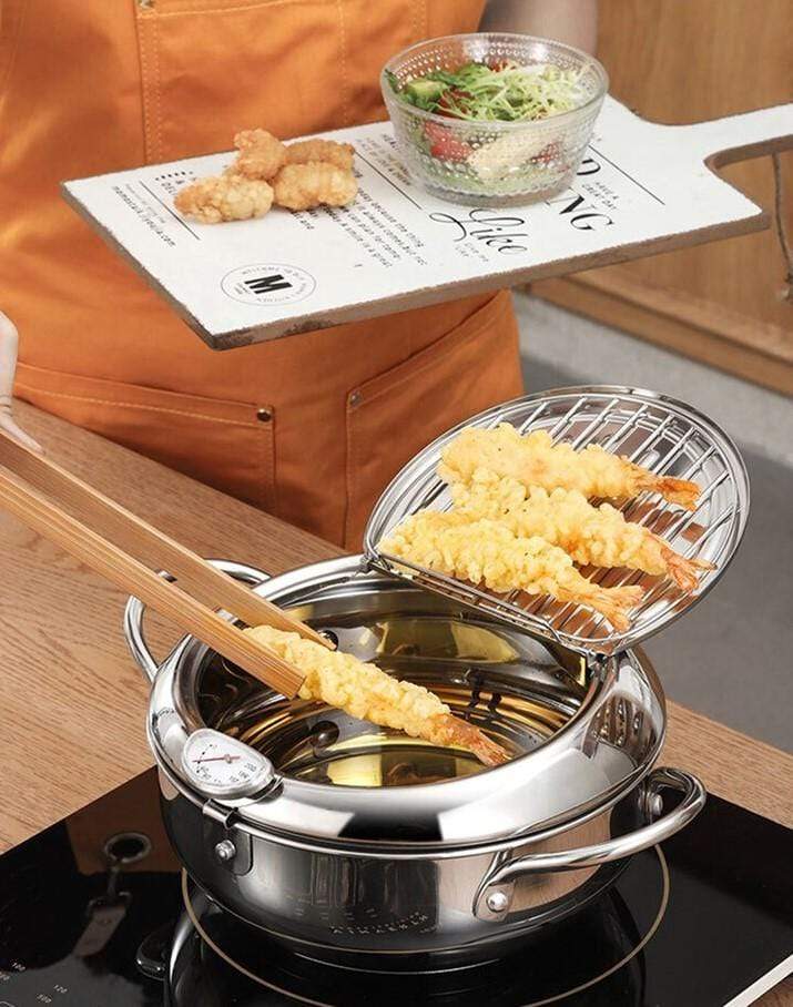 Stainless Steel Deep Frying Pot Cooking Strainer  - Crispryt™ Crispryt™ Zaavio®