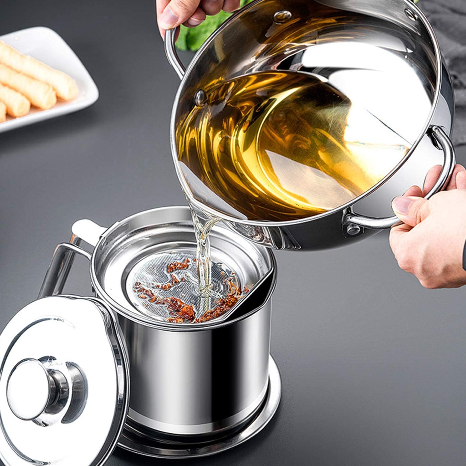 Stainless Steel Deep Frying Pot Cooking Strainer  - Crispryt™ Crispryt™ Zaavio®