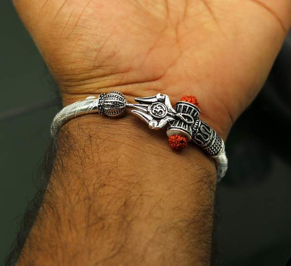Buy 925 Sterling Silver Handmade Gorgeous Customized Lord Shiva Bangle  Bracelet, Excellent Trident Trishul With Rudraksha Unisex Jewelry Nssk21  Online in India - Etsy